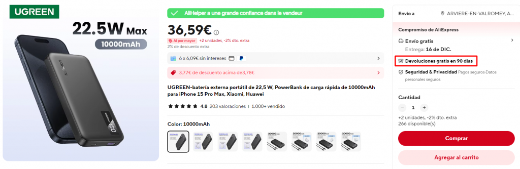 aliexpress retourner et remboursement