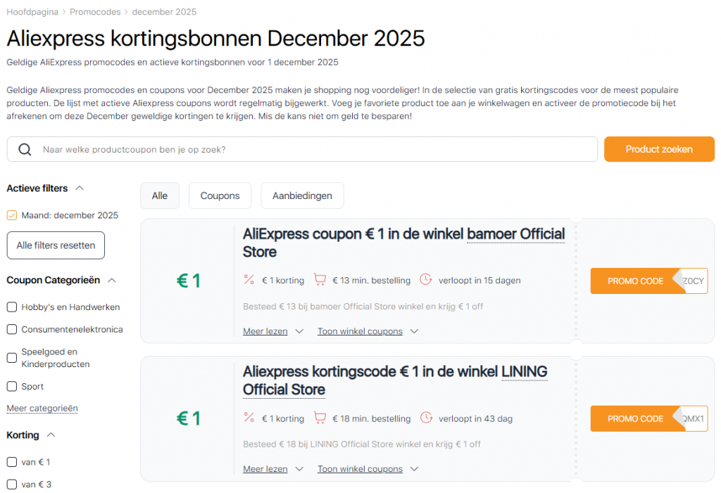 Verkoop Aliexpress december coupons