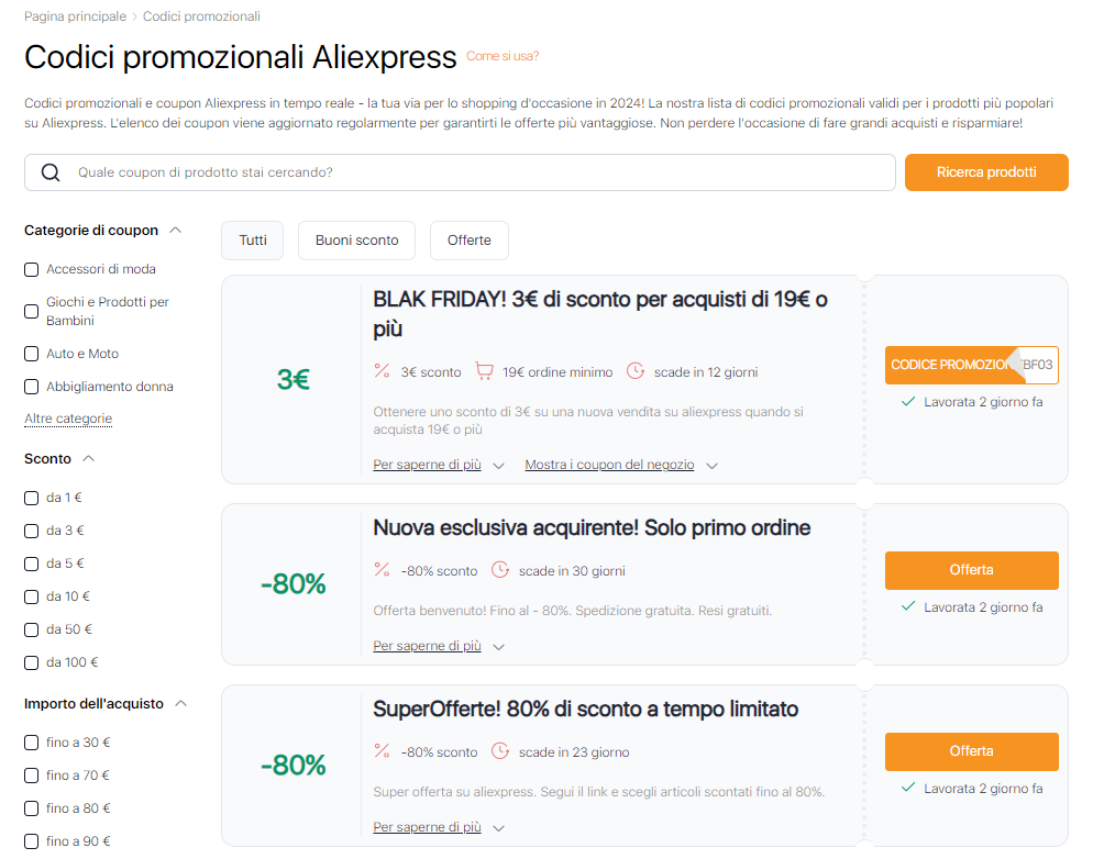 Vendite Aliexpress dicembre coupon