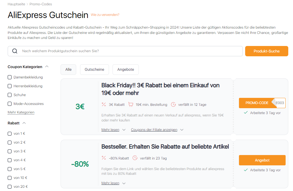 Verkäufe auf Aliexpress Dezember Promocodes