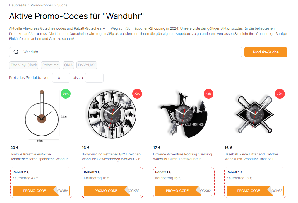 Uhr für das Wohnzimmer AliExpress Promo-Codes