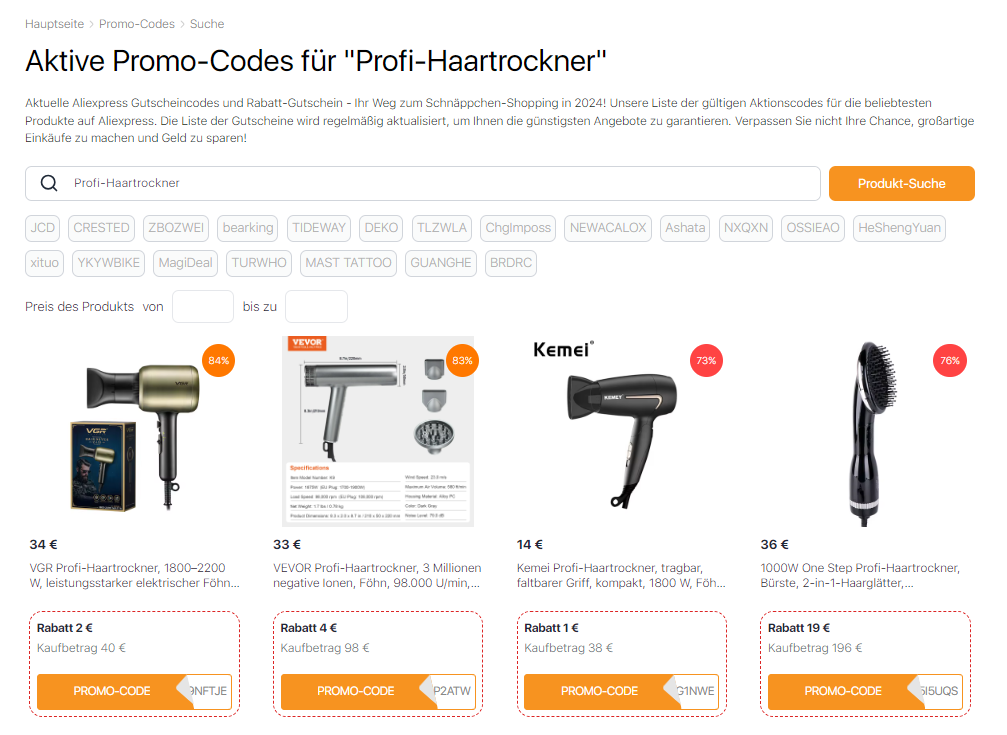 professioneller Haartrockner AliExpress promo-codes