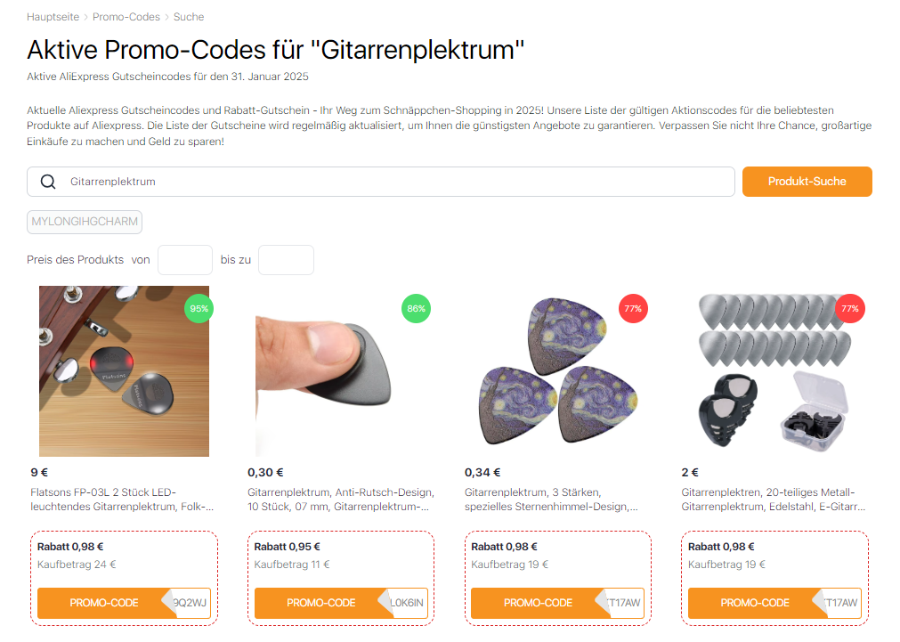 Gitarrenplektren AliExpress promo-codes