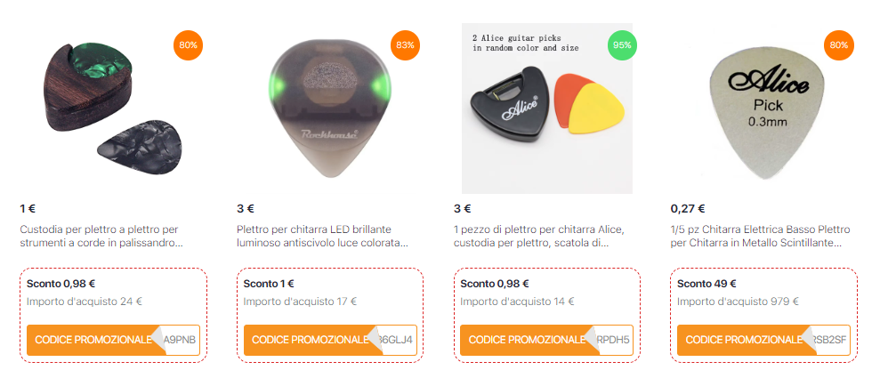 Plettri per chitarra codici promozionali Aliexpress