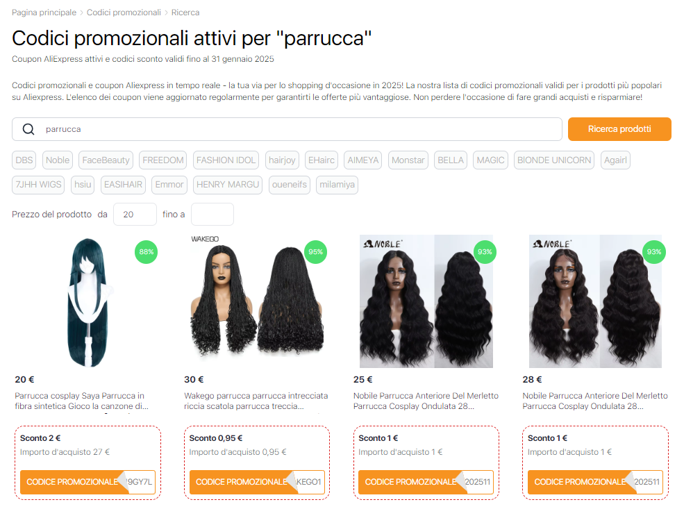 Come indossare una parrucca - Codici promozionali Aliexpress