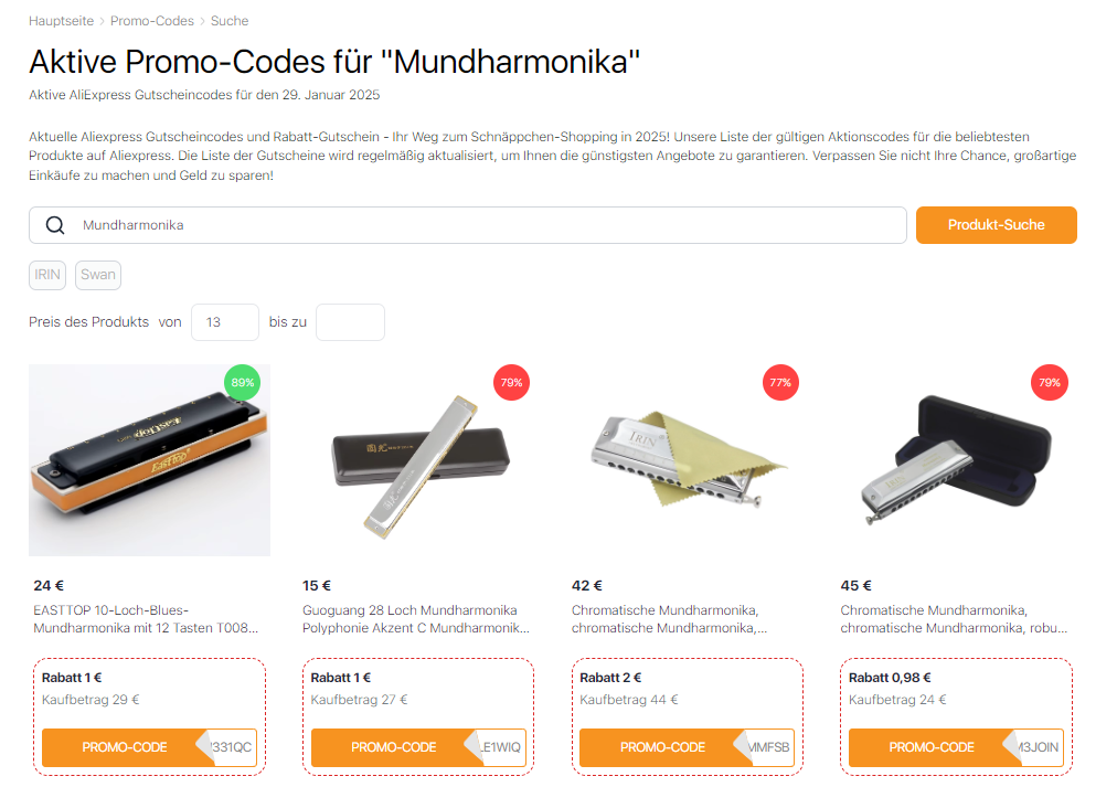 Welche Mundharmonika soll ich kaufen - Aliexpress Promo-Codes