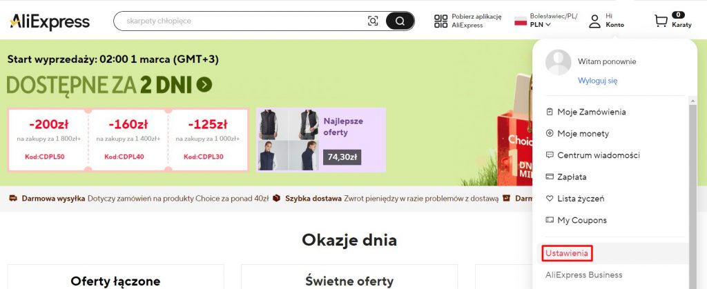 Jak usunąć konto Aliexpress na stronie internetowej