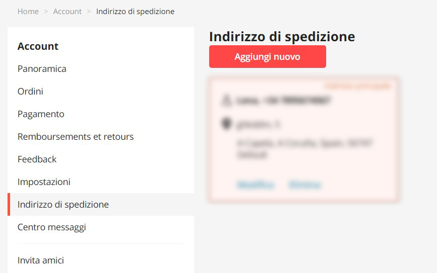 Come cambiare l'indirizzo di spedizione su Aliexpress