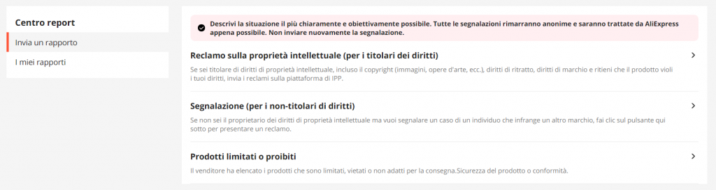 presentare un reclamo su Aliexpress
