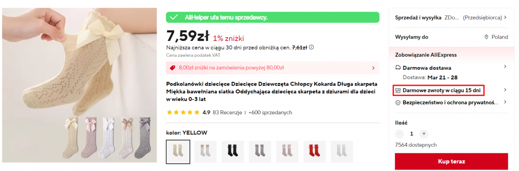 zwrot na AliExpress