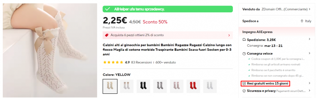 rimborso su AliExpress