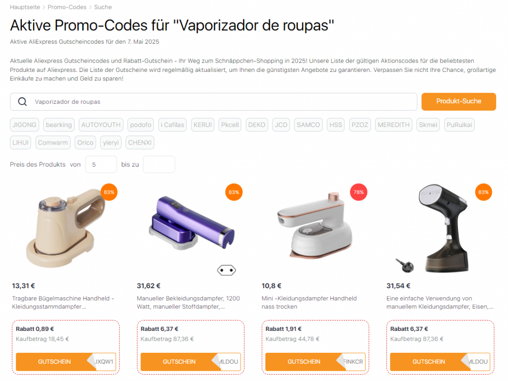 Welcher Kleidungsdampfer ist der beste - Aliexpress Promo-Codes