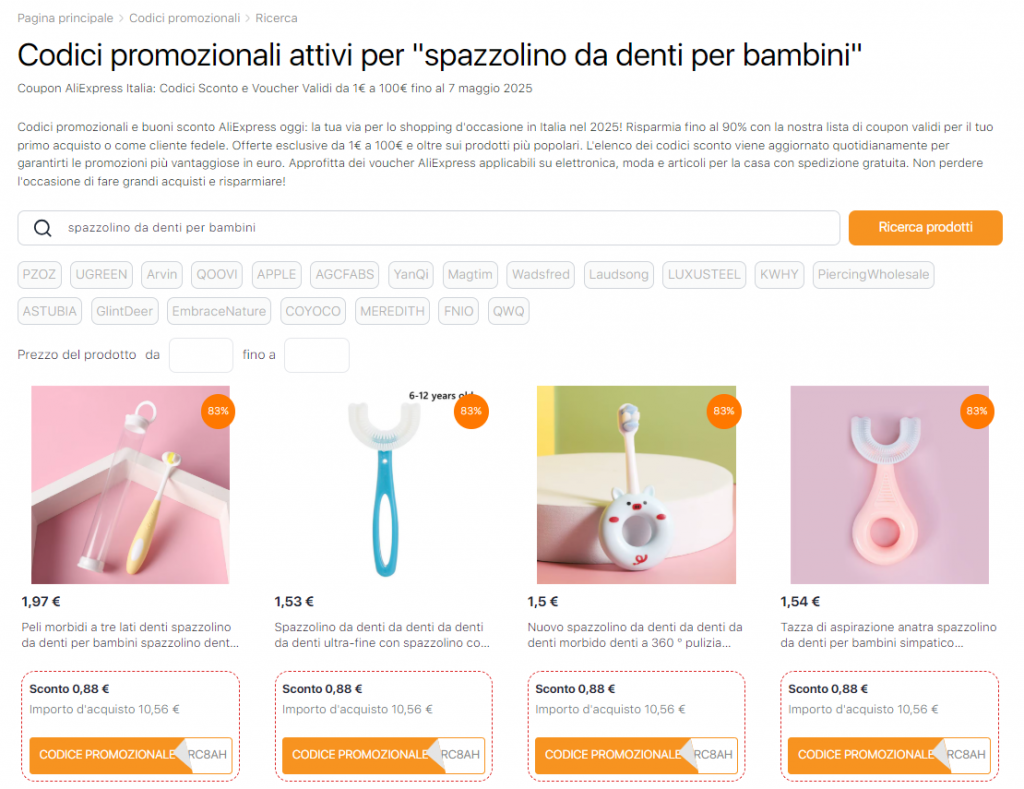 Tipi di spazzolini da denti - Codici promozionali Aliexpress