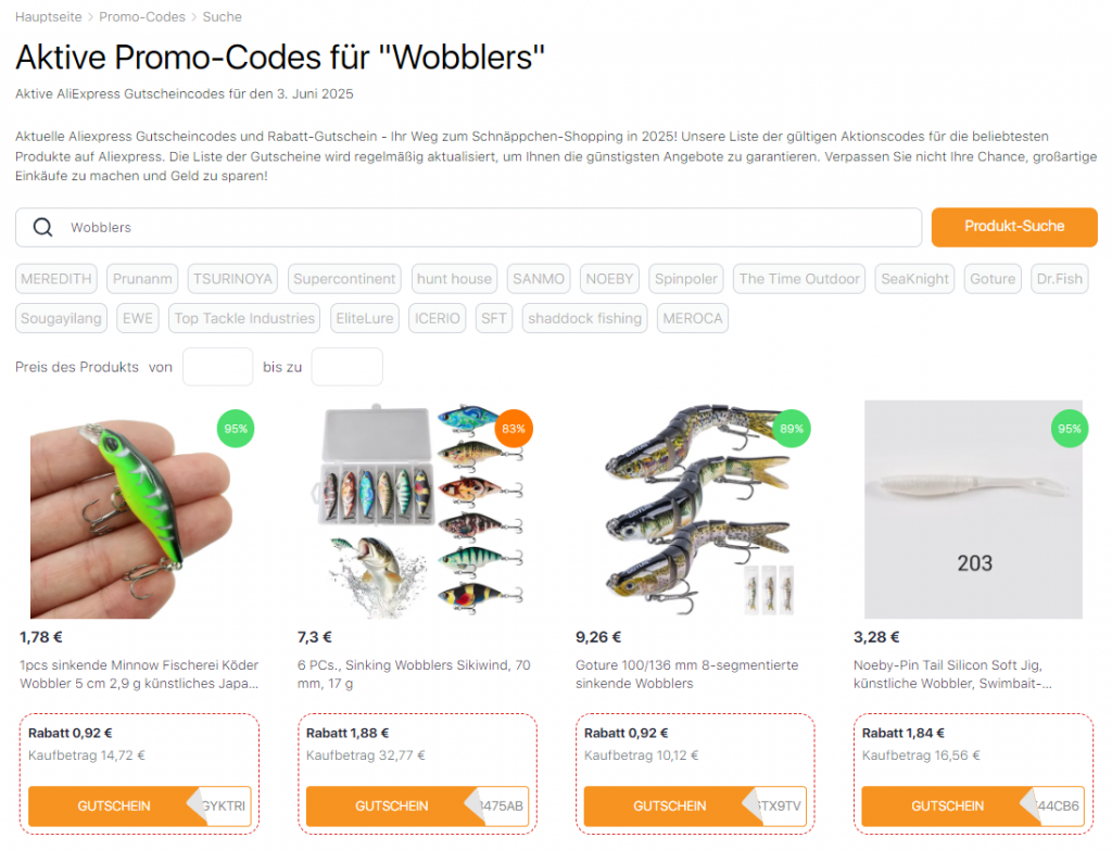 AliExpress-Gutscheine für Wobbler