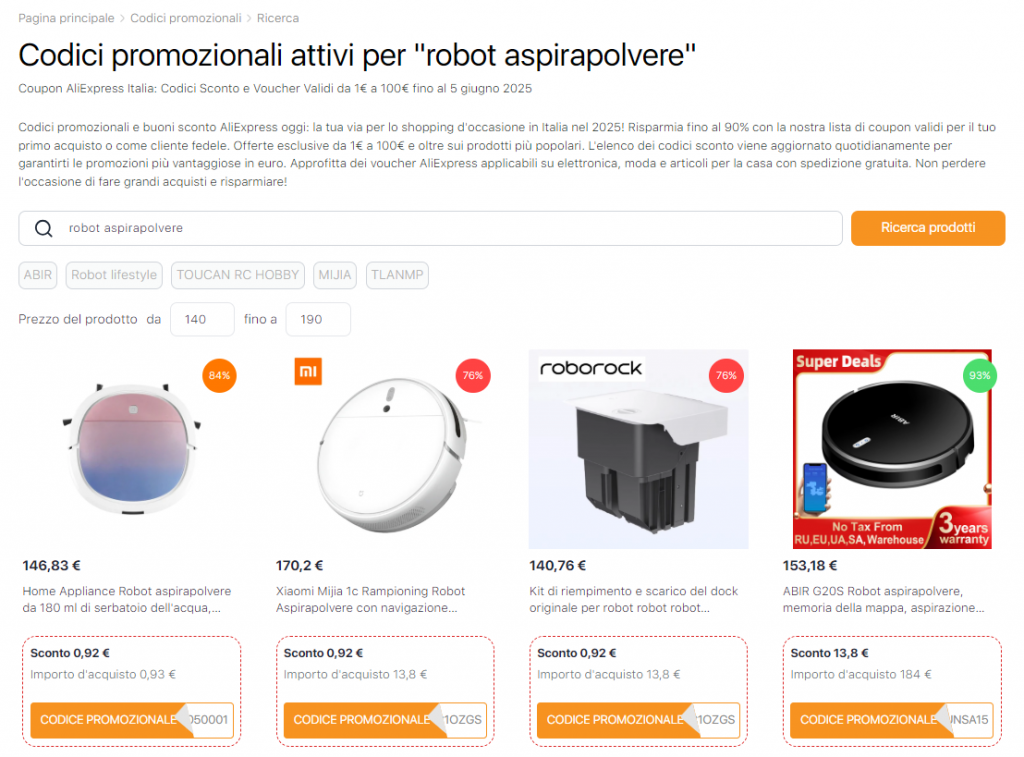 Robot aspirapolvere per la pulizia dell'umido - Codici promozionali AliExpress
