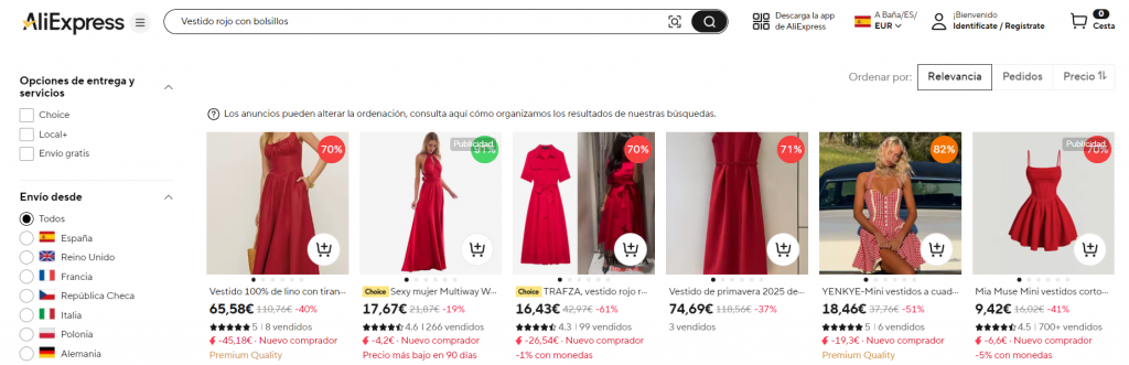 Cómo encontrar ropa en Aliexpress
