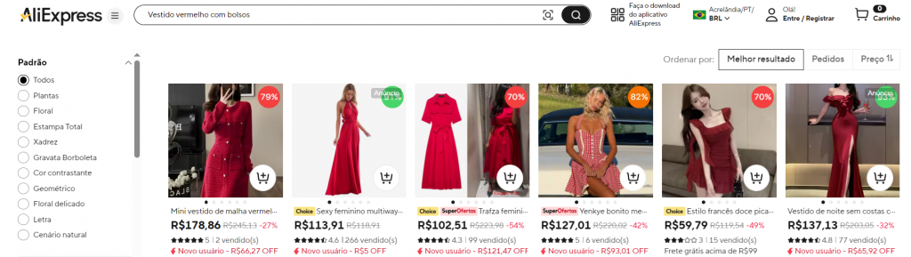 Como encontrar roupas no Aliexpress