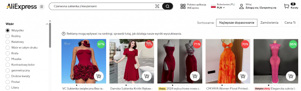 Jak znaleźć ubrania na Aliexpress
