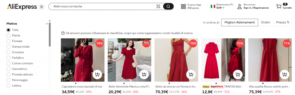Come trovare abbigliamento su Aliexpress