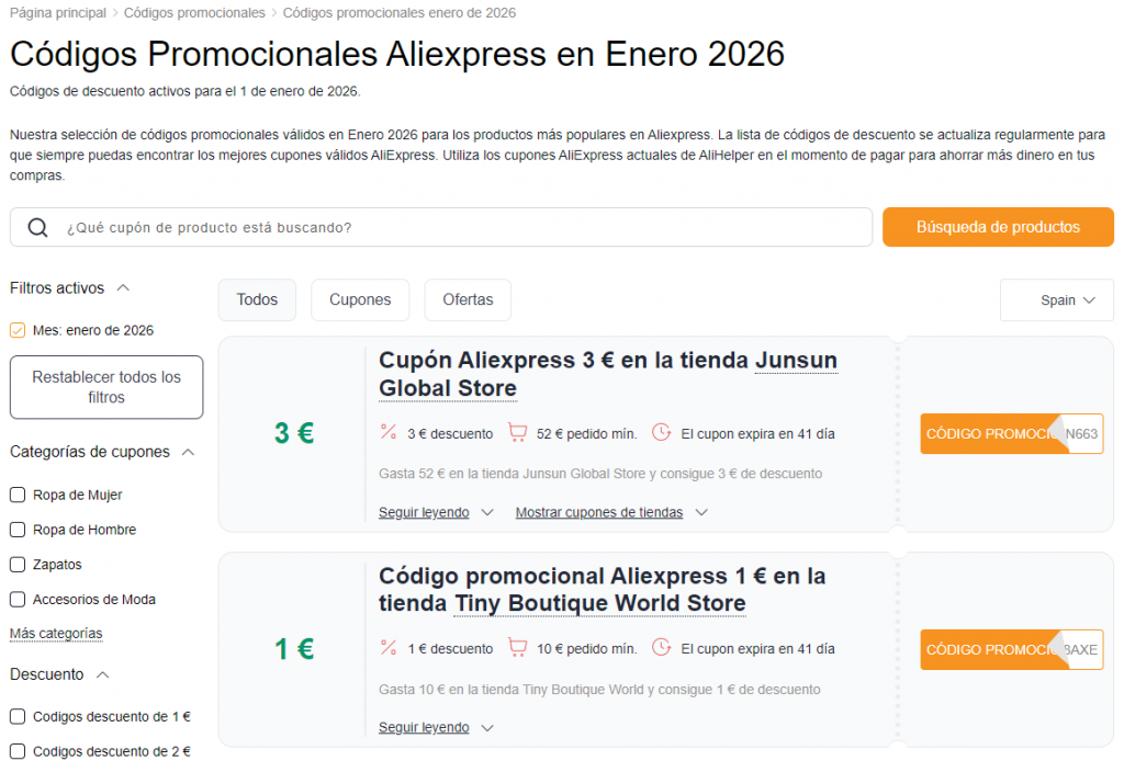 Rebajas en Aliexpress Enero cupones