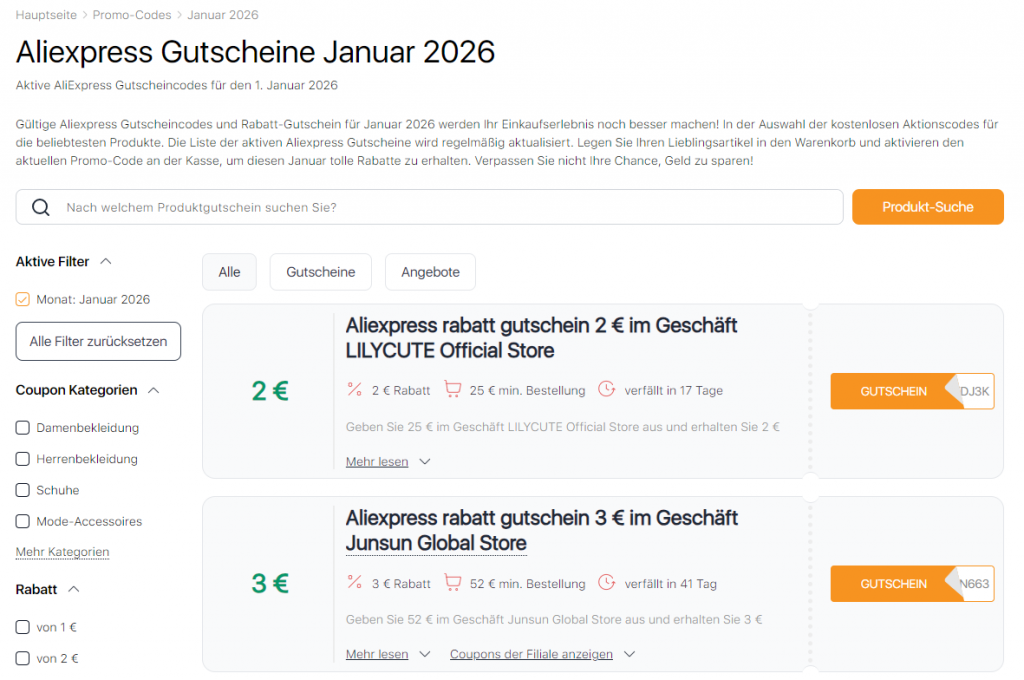 Verkäufe auf Aliexpress Januar Rabatt-Gutscheine