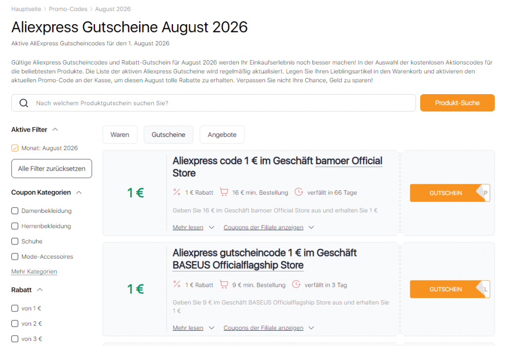 Verkäufe auf Aliexpress August Prommo codes