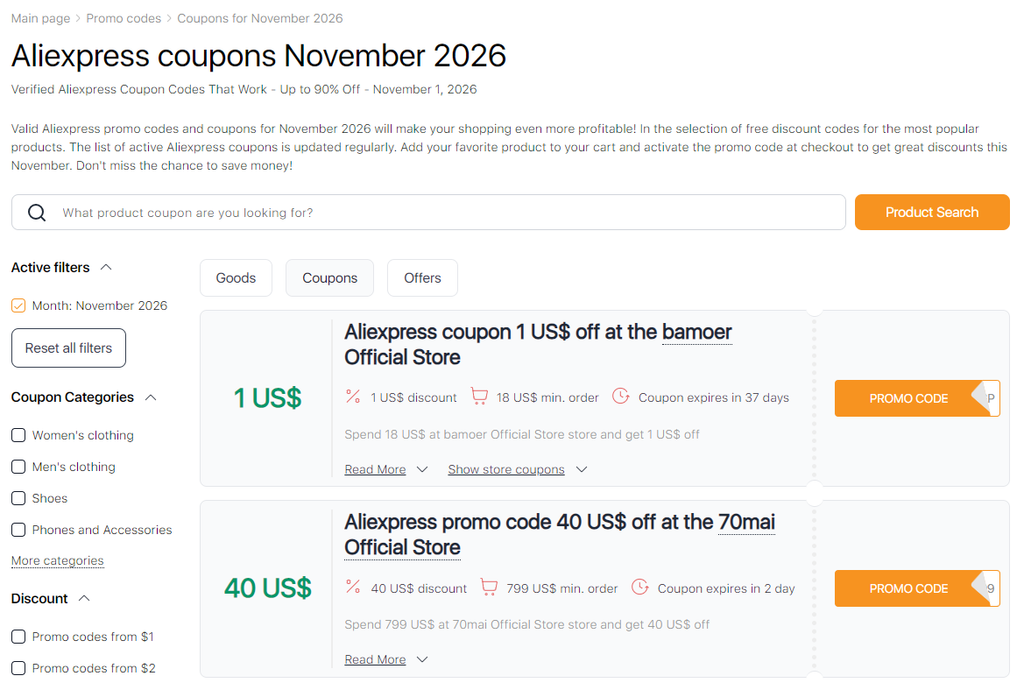 AliExpress 11.11 Sale coupons