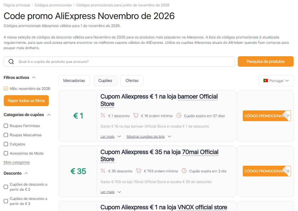 Promoção 11.11 AliExpress code promo