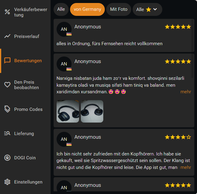 Einfaches Anzeigen von Bewertungen