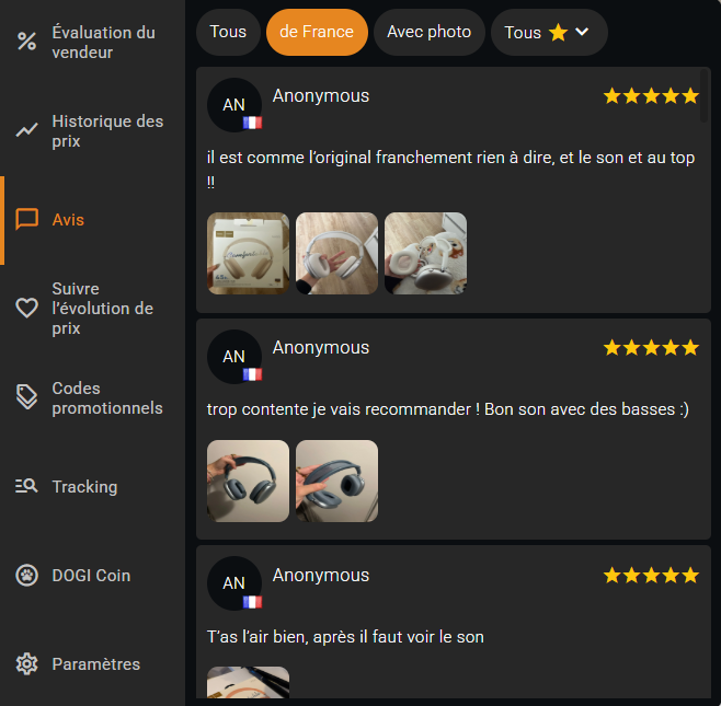 Afficher facilement les avis
