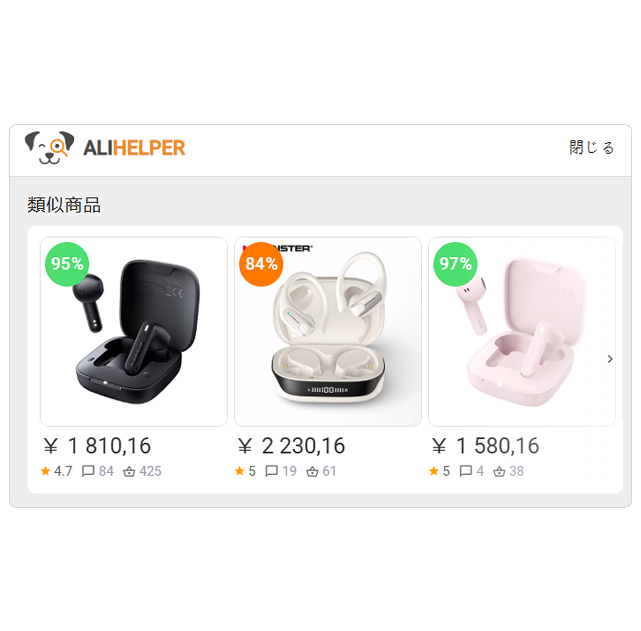 類似商品のリスト
