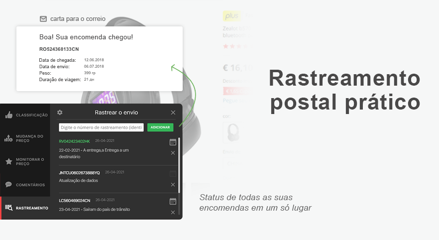 Seguimento cómodo da encomenda